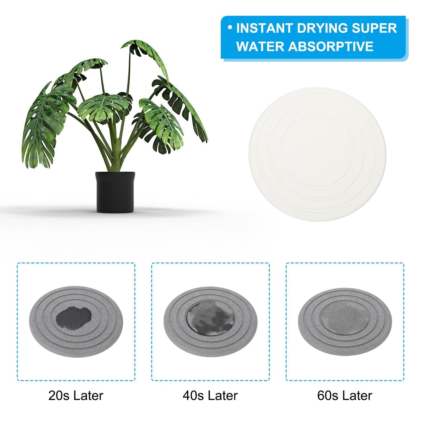 PATIKIL Diatomaceous Plant Saucers for Indoors 7inch, 2 Pack Quick Dry Plant Drip Trays for Pots Absorbent Plant Water Catcher Tray for Indoor Outdoor House Garden Plant, White