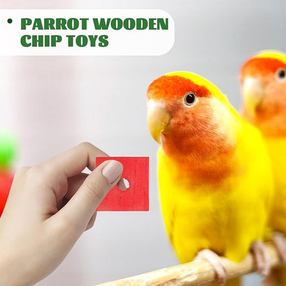 Gatuida 100Pcs Wooden Blocks Parrot Toys Bird Cage Chewing Wood Blocks for Parrots DIY Shredding Supplies