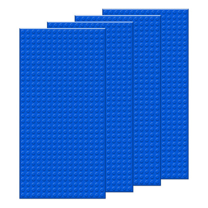 EKIND 4 PCS Classic 5" x 10" Building Baseplates, Compatible with Major Brands Toy Bricks, Encourage Logic & Creativity Through Play, Ideal STEM Activities for Children (Blue)