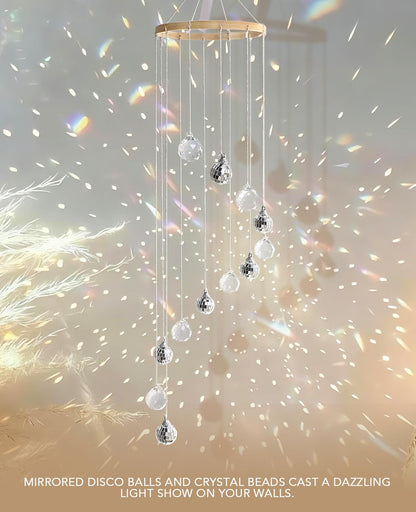 AceList Hanging Disco Ball Decor, Sun Catcher Crystals & Disco, 31.5 inch Handmade Spiral Sparkle Mirror Ball & Light Catcher for Window, and Boho Decor