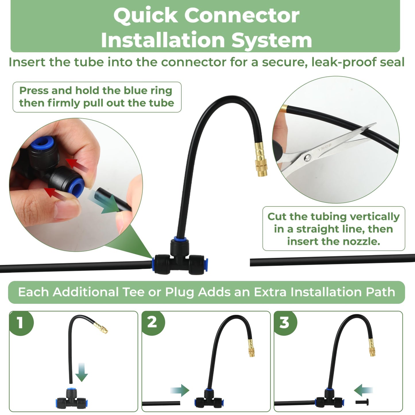 120FT Drip Irrigation System for Garden: Quick Connect 1/4" PE Tubing 18Pcs Automatic Water Sprinkler Kit Adjustable Misting Part Watering Hose, Outdoor Raised Bed Plants Flower Yard Greenhouse
