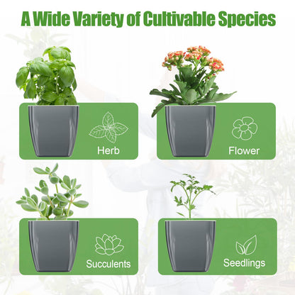 Oliz 8 Pack 4-inch Plant Pots Indoor Garden Decorative Flower pots Small Self-Watering Planters for Small Plants WindowSill Planters for Succulents, African Violets, Herbs(Sliver Black)