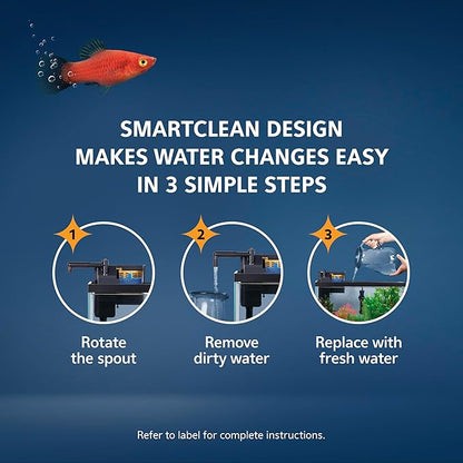 Aqueon SmartClean Power Filter with EcoRenew Filter Cartridge, Quick and Easy Water Changes, Quiet Operation, Adjustable Flow, for 10-20 Gallon Freshwater and Saltwater Aquariums, Medium