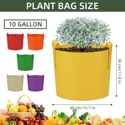 Ohiyoo 6 Pack 10 Gallon Grow Bags, Colorful Fabric Plant Pots with Handles, Garden 10 Gal Fabric Grow Pots, Vegetable Plant Growing Bags for Garden (10 Gallon)