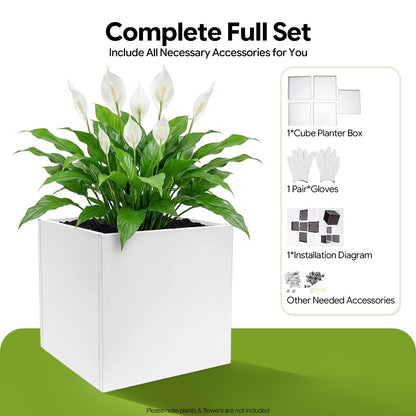 EEYBLAEEY Cube Planter Box 24x24x24 Inch, Large Square Indoor Outdoor Galvanized Steel Planter with Baking Paint, Heavy Duty Metal Flower Pot for Garden Patio Deck Yard