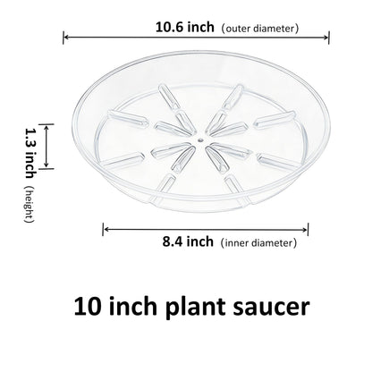 Grjoprt 2 Pack of Plant Saucers 10 Inch, Thick Durable Plastic Plant Drip Trays for Indoors Outdoors, Flower Pot Saucers Water Catcher Tray for Planters, No Holes Drainage Trays (White)