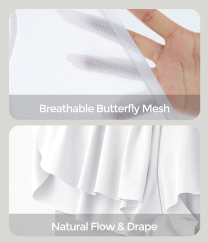IUGA Athletic Shorts for Women High Waisted Butterfly Shorts Flowy Running Workout Tennis Skorts with Pockets Preppy Clothes White