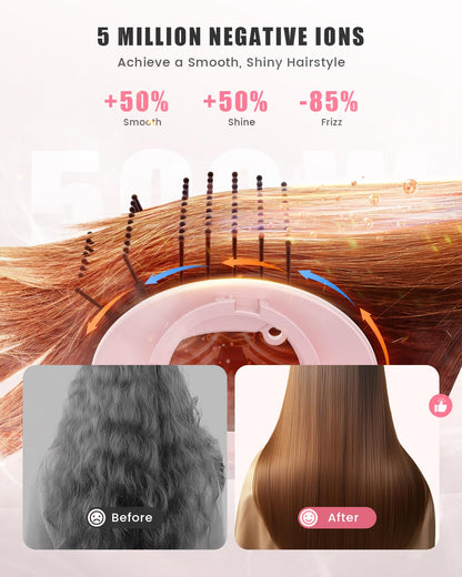 8-in-1 Professional Hot Air Styler&Hair Dryer Brush, Powerful Multi-Styler with Auto-Wrap Curler with Storage Case, Fast Drying Curling Straightening Volumizing Without Heat Damage(Gold)