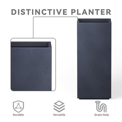Kante 23.6" H Tall Rectangular Concrete Planter, Modern Square Diameter Plant Pot with Drainage Hole and Rubber Plug for Indoor Outdoor Home Patio Garden, Charcoal