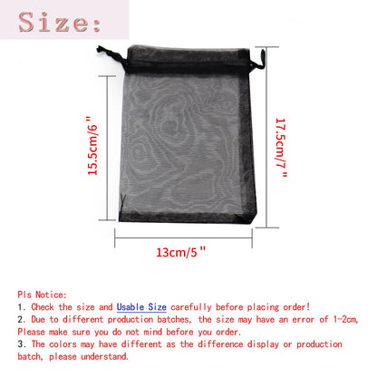 Bezall 50Pcs Organza Bags 5x7 Inch, Black Halloween Treat Bag with Drawstrings, Mesh Jewelry Gift Bags Funeral Party Favor Candy Pouches