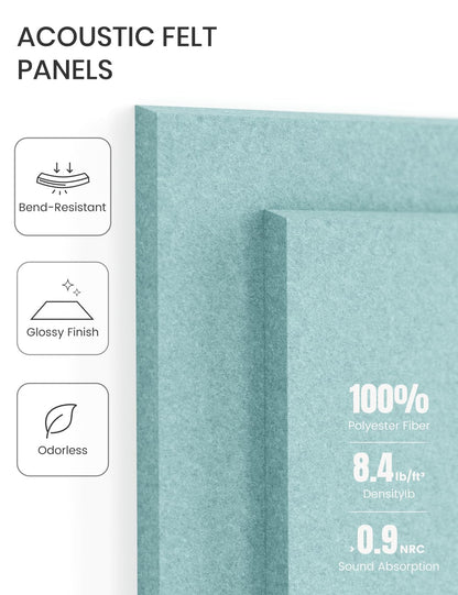 Felt Bulletin Board Tiles -28"x18" Cork Board Alternative for Office Decor, Push Pin Board Wall Organizer 6-Pack -Seafoam Blue