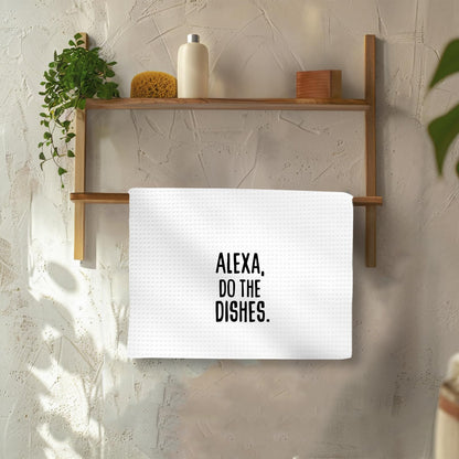 OINDADE Funny Alexa Kitchen Towels Set of 2, Funny Housewarming Gifts Hand Towels, Alexa Do The Dishes Funny Tea Towel Dish Towels for Kitchen Decorative, Funny Hostess Gifts Kitchen Decor, 16x24In