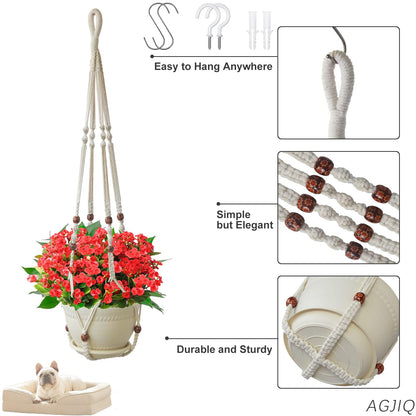 43 Inch Macrame Plant Hanger Large,Heavy Duty Indoor Hanging Plant Holder for Plants Pots Hangers for Live Plants,Outdoor Garden Home and Boho Wall Home Ceiling Decor,2 Set(Planter Pot Not Included)