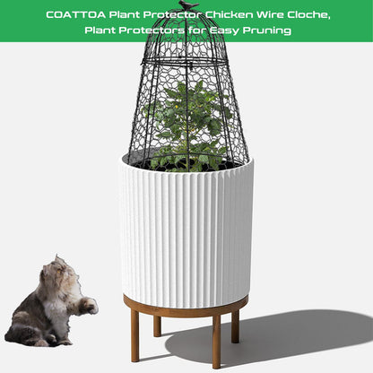 COATTOA Plant Protector Chicken Wire Cloche 4 PCS, Plant Protectors from Animals, 18.7×12 Inch Large Garden Cloches for Plants, Sturdy 2-in-1 Cloche Dome for Plants, Plant Protectors for Easy Pruning