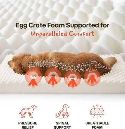 Dog Bed for Crate, Extra Large Cooling Mat for Dogs, Waterproof Dog Bed with Dual Surface Removable Washable Covers, 42 x 30 Inch Pet Bed with Egg Crate Foam