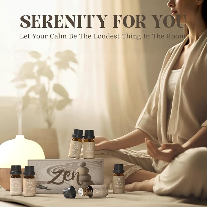ARVIDSSON Zen Essential Oils Set, Nautal Tranquil Essential Oil for Diffusers for Home - Zen Garden, Lavender Dream, Serene Spa, Citrus Mint, Tranquil Wood, Herbal Chill, Gift for Women