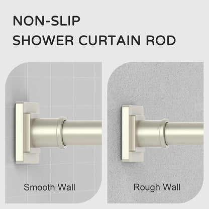 UIOSANRT Brushed Nickel Shower Curtain Rod 31-79 Inches Non-Slip Shower Rod Tension Mounted No Drill Tension Shower Curtain Rods Spring Tension Rod for Windows Bathroom