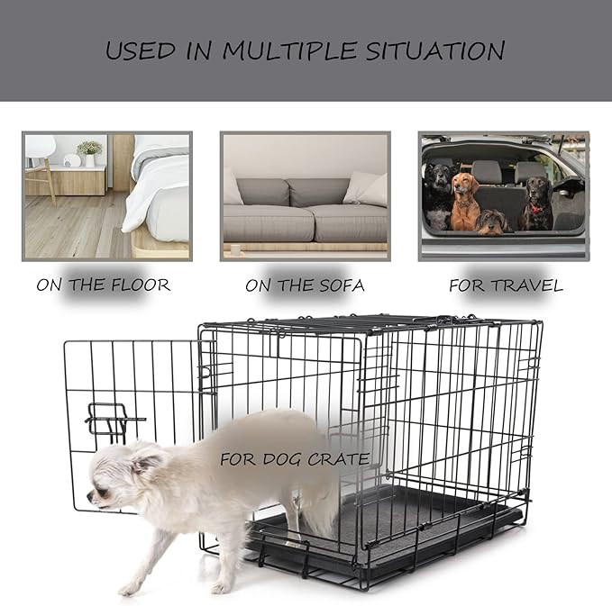 Washable Dog Bed Mat Crate Pad Soft Fluffy Pet Kennel Beds Dog Sleeping Mattress for Large Jumbo Medium Small Dogs, 24 x 18 Inch, Gray