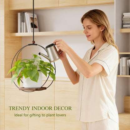 YXFOOR Hanging Planters for Indoor Plants: Macrame Plant Hanger with Sturdy Wood Base, Wall Ceiling Window Decor for Home Garden Patio Office, Housewarming Gift (Pot/Plant Not Included)