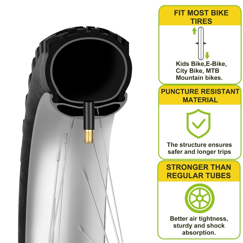 2-Pack Bike Inner Tube for 24 X 1.75/1.95/2.10/2.125", Premium 24x1.95 Bicycle Tube with 32 mm Schrader Valve 2PCS Levers, 24x2.125 Tube Compatible with Road/MTB/Kids Bike by Hydencamm (2 of One Size)