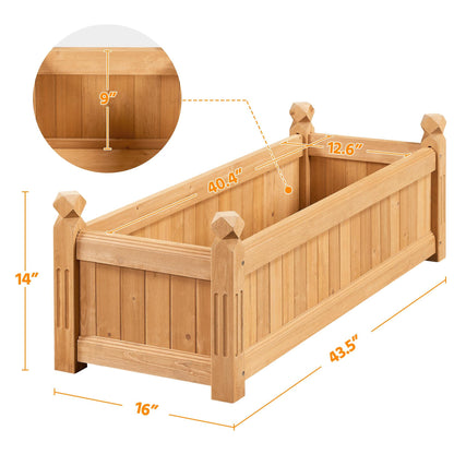 Yaheetech 43.5″ L×16″ W×14″ H Wooden Raised Garden Bed, Horticulture Wood Rectangular Garden Planter Outdoor, Raised Planter Box for Yard/Greenhouse/Vegetable/Flower/Herbs, Light Brown