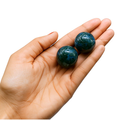 Amazing Gemstone Moss Agate Crystal Ball - 1" Inches Crystal Sphere Meditation Balls for Witchcraft and Decorative Balls - Crystals and Healing Stones Beginners Gift (Pack of 1)