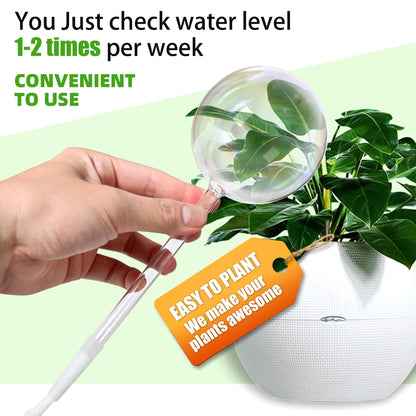13oz Self Watering Globes (4 Pack),Large Glass Plant Water Bulbs for Vacation, Automatic Drip Irrigation,Iridescent Rainbow Watering Stakes for Indoor & Outdoor Plants (Up to 2 Weeks Hydration)