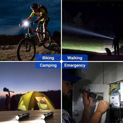 RECHOO 2 Pack LED Flashlights High Lumens - 5 Modes, Zoomable, Waterproof & Super Bright Tactical Torch for Camping, Hiking, Emergency, Home Essentials (Batteries not Included)