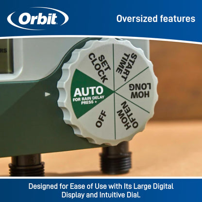 Orbit Programmable Digital Hose Watering Timer - 3 Outlet - Battery Powered - with LCD Screen - Built-in Rain Delay - Water-Resistant - 56082
