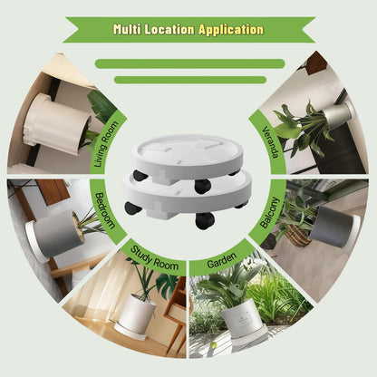 Tappio 2 Pack 14" and 12" Plant Caddy with Hidden 360°Wheels, Plant Stand Rolling Saucer with Drain Hole, Flower Pots with Removable Drainage Tray for Indoor Outdoor, Lockable Wheels