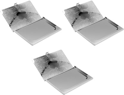 Stephanie Imports Set of 3 Slim & Minimalist Metal Business Card Holder Unisex Case (Silver Victorian)
