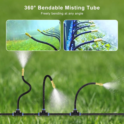 50FT Drip Irrigation System,Everything You Need for Patio & Garden Watering – 15 Nozzles, Easy-Set Timer, and 5/16 Inch Hose for Greenhouse or Lawn Care