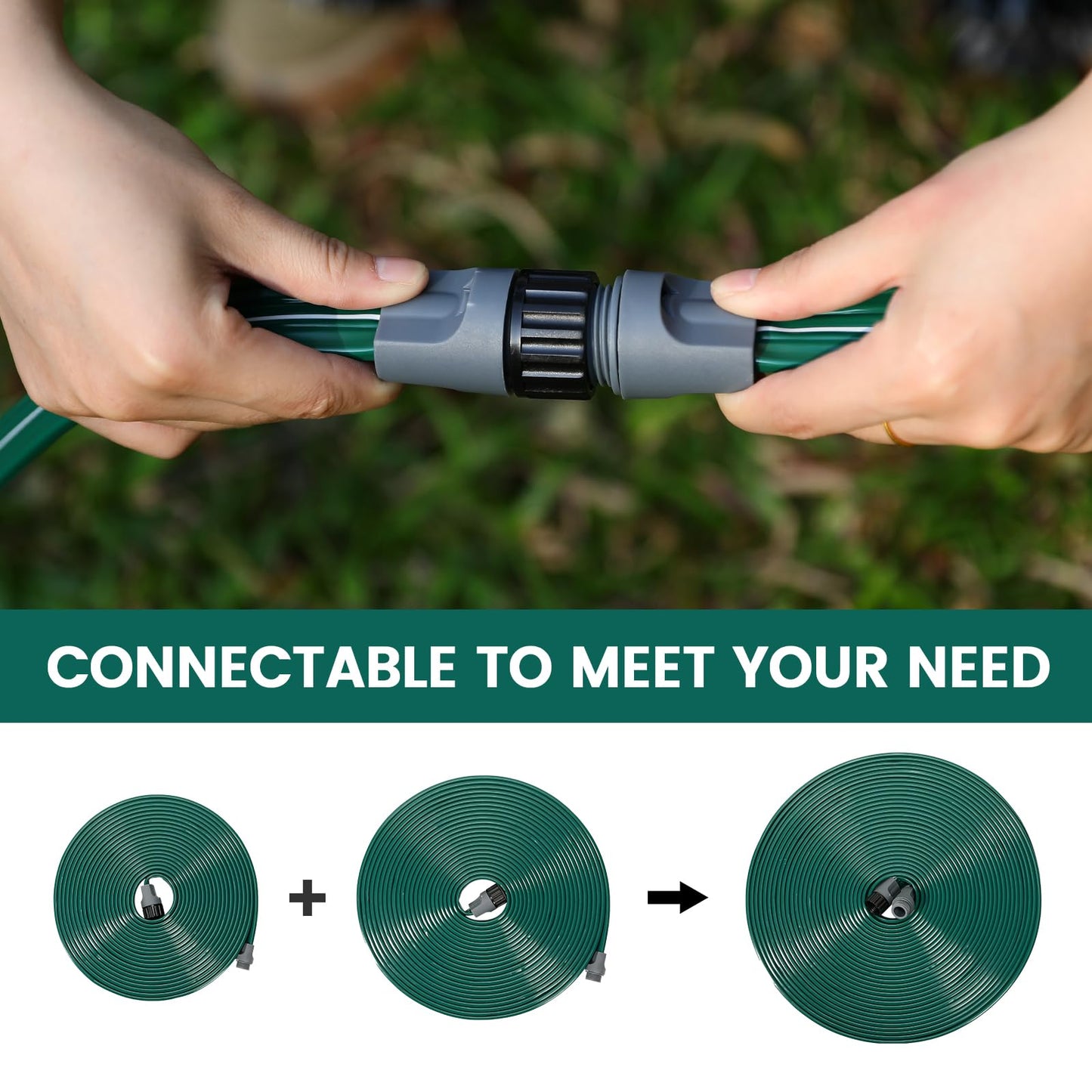 Passionbility Soaker Sprinklers Hose 50ft 2 pack, Garden Drip Soaker Watering Premium Flexible Irrigation Hose, High-Efficiency Water-Saving with Stakes