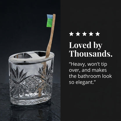 Godinger Crystal Toothbrush Holder, Decorative Countertop Organizer, Bathroom Accessory, Dublin Collection, Decorative Countertop Organizer