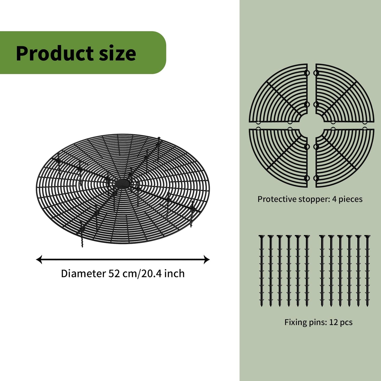 Fkereg 20.5 Inch Large Round Plant Pot Grid Cover, Cuttable Flower Pot Soil Covers Protectors from Animals, Dog Cat Digging Stopper with Deep Stakes for Indoor Outdoor Gardening (Coffee)