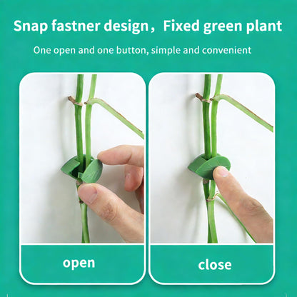 Odetina 2026 New Plant Clips for Climbing Plants, 10 Pcs Green Leaf Shaped Self-Adhesive Plant Wall Clips, Plant Climbing Wall Fixture Clips for Vine Support, Wall Plant Holder & Cable Organization