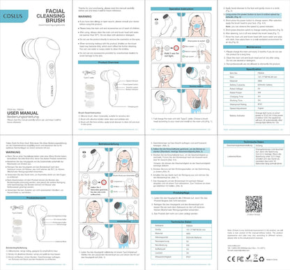 COSLUS Facial Cleansing Brush Face Scrubber: 3 in 1 Bi-Directional Electric Spin Brush for Removing Blackhead, Exfoliating, Massaging - Rechargeable Waterproof, 3 Adjustable Speeds for Men & Women