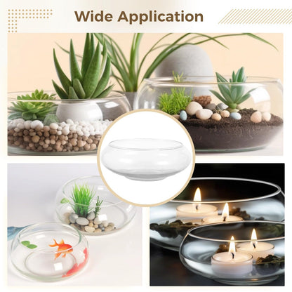 3 PCS Round Glass Vase Bowl, 6"/ 8"/10" Wide Mouth Round Glass Bowls, Succulent Planters, Fish Tank, Bubble Vases, Floral Decor Centerpieces, Flower Pots for Home Decoration (3PCS)