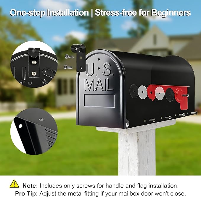 Black Galvanized Steel Post-Mount Mailbox, 19 x 8.7 x 6.7 inches, Standard Mail Box,Medium Capacity,Mailboxes for Outside Post Mount