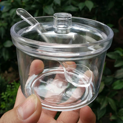 Set of 4 Clear Acrylic Sugar Bowl with Lid Salt Spoon Storage Sugar Jar with Lid for Sugar, Salt, Tea, Spices, Herbs, Condiments