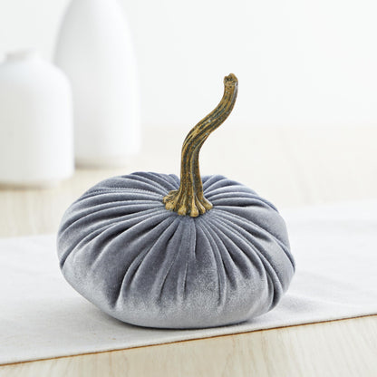 Your Heart's Content Set of 3 Small Velvet Pumpkins, Fall Wedding Centerpiece, Modern Rustic Farmhouse, Mantel Decor, Thanksgiving, Classic Gift (Sm Gray Taupe Ivory)
