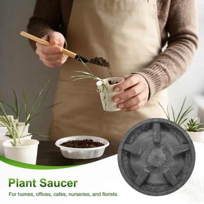M METERXITY 2-Pack Plant Saucer, 6.3 Inch/16 cm Plastic Plant Trays Thicker for Pots/Indoor/Outdoor/Water Drainage and Protection, Flowerpot Drip Tray [Black Clay]