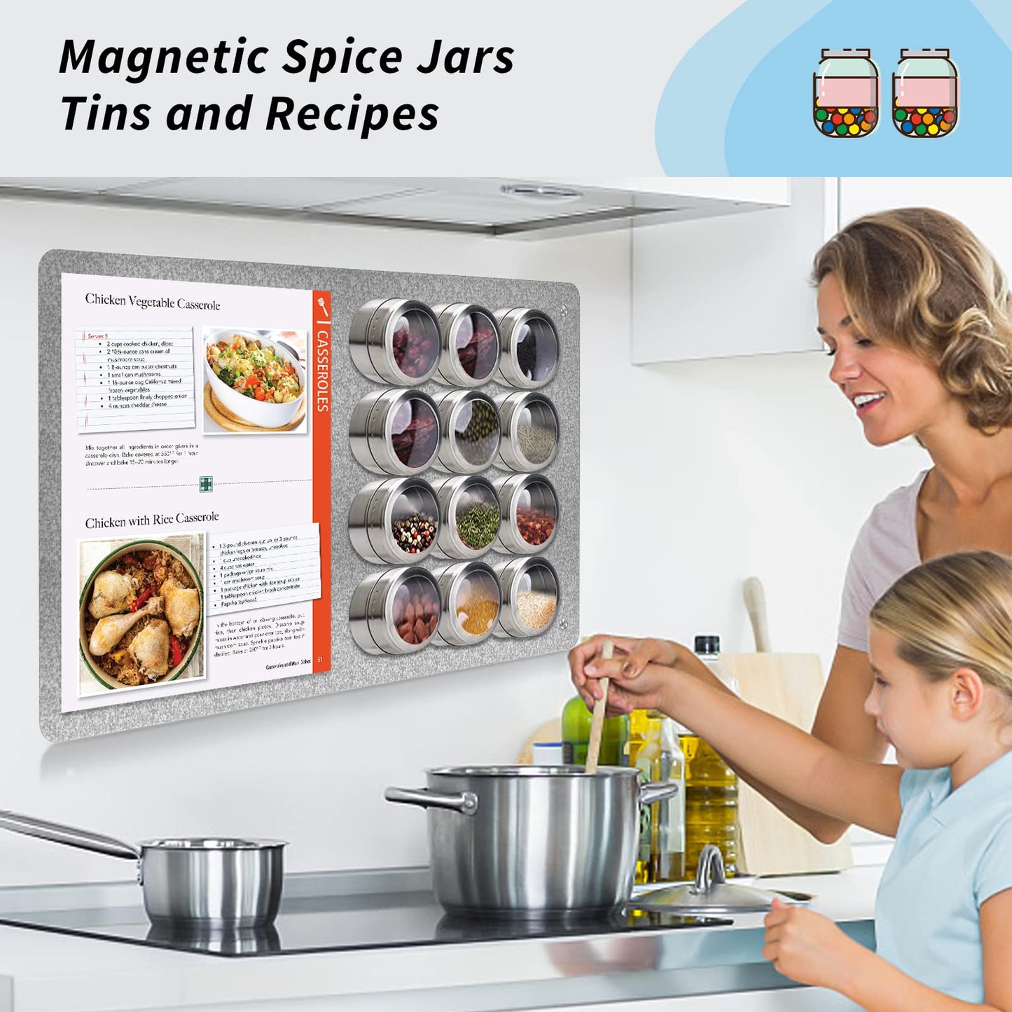 2Pack Magnetic Board,17.1" x 11.8" Magnet Display,for Magnets and Bulletin Board,Suitable for Wall, Refrigerator, Compartment, Cabinet etc,Comes with Dual Lock Tape for Easy Hanging (silver1
