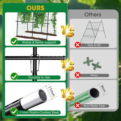 Cucumber Trellis for Raised Bed and Garden, 47" H x 47" W U-Shaped Metal Garden Trellis for Climbing Plants with Nylon Netting, Vegetable Support Frame