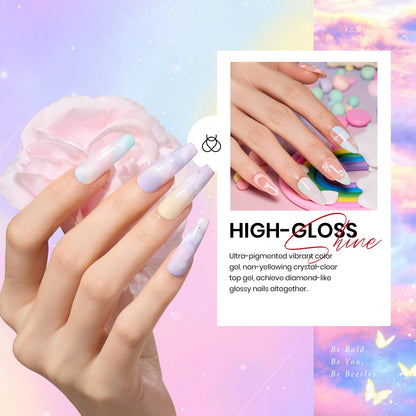 beetles Gel Polish Set - 23Pcs Macaroon Color Gel Nail Kit with Glossy Matte Top Coat Base Coat Yellow Pink White Purple Blue Glitter Bright Uv Nails Paradise Pastel Gel Halloween Gifts for Women