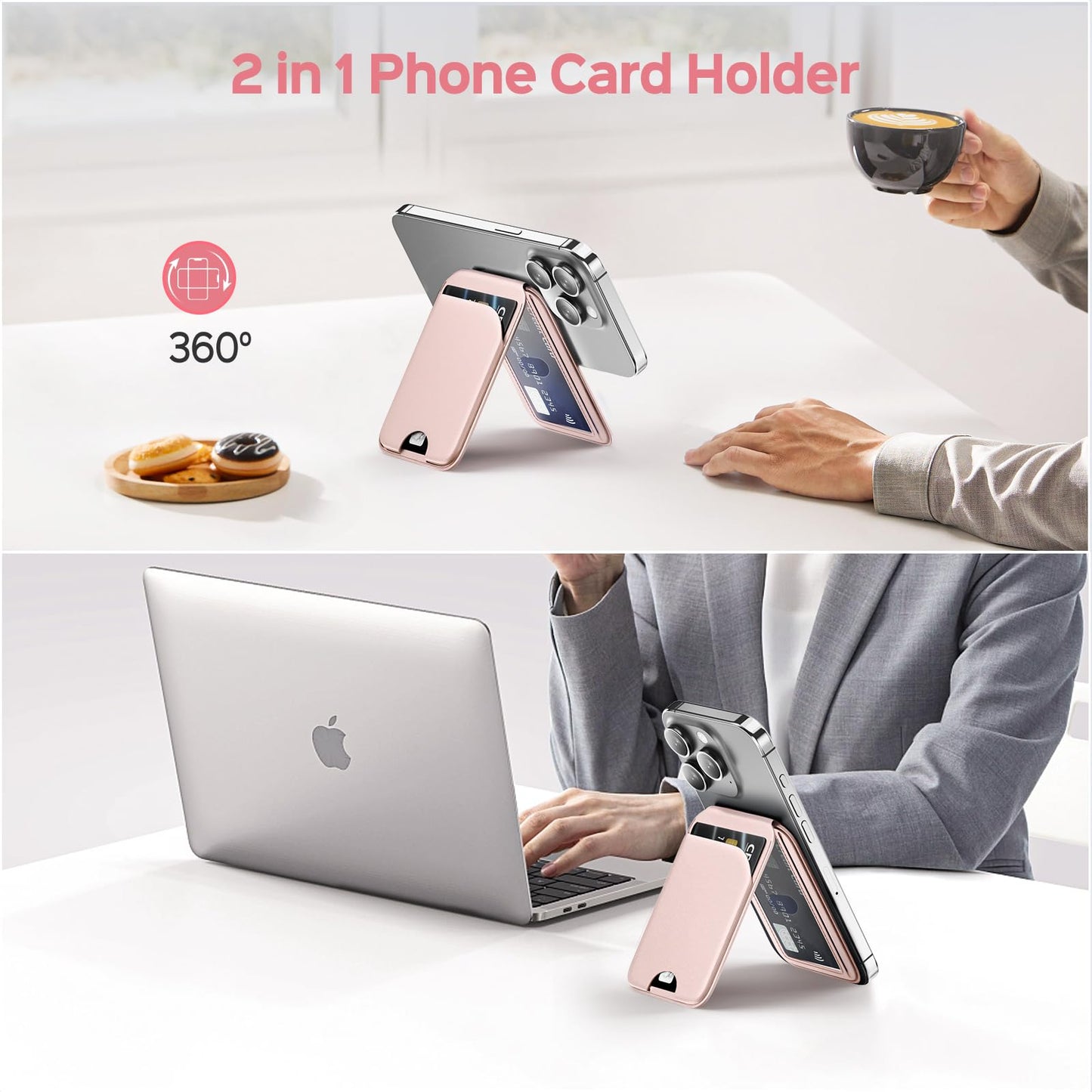 Mag-Safe Wallet Magnetic Wallet for Phone Lightweight Magnetic Phone Pouch Stand Adjustable Leather Mag-Safe Card Holder for iPhone 17/16/15/14/13/12 Series, Not for iPhone 13/12 Mini (Black)