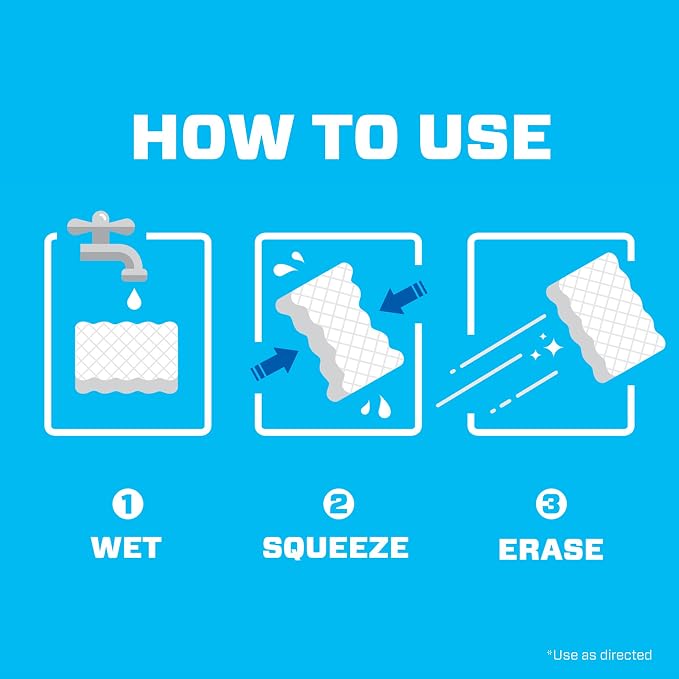Mr. Clean Magic Eraser Sponge, All Purpose Cleaner, Cleaning Scrubber, Wall, Sneaker, Kitchen, Bathroom, Shower, Melamine Sponge, Pads, Extra Durable, 10ct