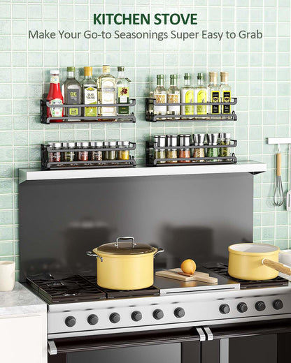 Doakhirmit Wall Mount Spice Rack, Black,4 Pack