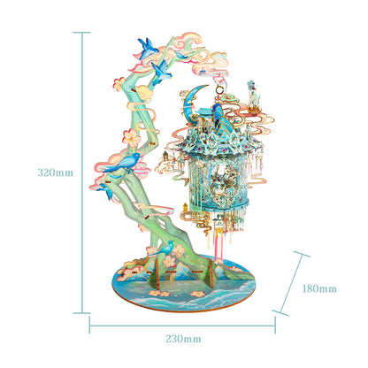 MU 3D Metal Puzzles for Adult Lucky Magpie Palace Chinese Style Birdcage Miniature Building,DIY Metal Model Kits Building Birds and Flower Castle DIY Sets Gift