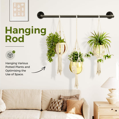 Bamworld Hanging Planters for Indoor Plants Plant Hanger Indoor Hanging Plants Rod 36.2in Window Plant Shelves Metal Rod Pot/Chain/Plant Not Included